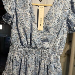 Aqua Light Blue Floral Dress